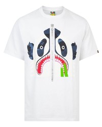 weißes bedrucktes T-Shirt mit einem Rundhalsausschnitt von A Bathing Ape