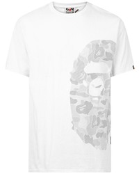 weißes bedrucktes T-Shirt mit einem Rundhalsausschnitt von A Bathing Ape