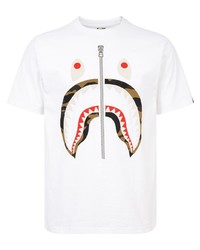 weißes bedrucktes T-Shirt mit einem Rundhalsausschnitt von A Bathing Ape