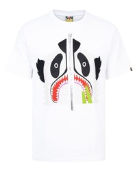 weißes bedrucktes T-Shirt mit einem Rundhalsausschnitt von A Bathing Ape