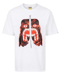 weißes bedrucktes T-Shirt mit einem Rundhalsausschnitt von A Bathing Ape