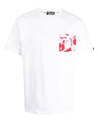 weißes bedrucktes T-Shirt mit einem Rundhalsausschnitt von A Bathing Ape