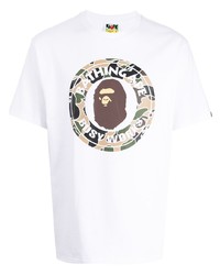 weißes bedrucktes T-Shirt mit einem Rundhalsausschnitt von A Bathing Ape