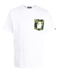 weißes bedrucktes T-Shirt mit einem Rundhalsausschnitt von A Bathing Ape