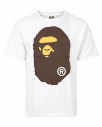 weißes bedrucktes T-Shirt mit einem Rundhalsausschnitt von A Bathing Ape