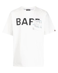 weißes bedrucktes T-Shirt mit einem Rundhalsausschnitt von A Bathing Ape