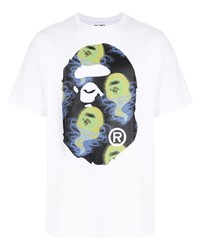 weißes bedrucktes T-Shirt mit einem Rundhalsausschnitt von A Bathing Ape