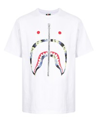 weißes bedrucktes T-Shirt mit einem Rundhalsausschnitt von A Bathing Ape