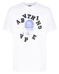 weißes bedrucktes T-Shirt mit einem Rundhalsausschnitt von A Bathing Ape