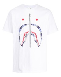 weißes bedrucktes T-Shirt mit einem Rundhalsausschnitt von A Bathing Ape