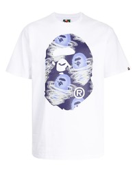 weißes bedrucktes T-Shirt mit einem Rundhalsausschnitt von A Bathing Ape