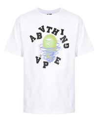 weißes bedrucktes T-Shirt mit einem Rundhalsausschnitt von A Bathing Ape