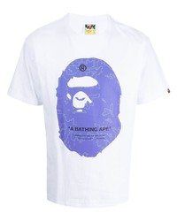 weißes bedrucktes T-Shirt mit einem Rundhalsausschnitt von A Bathing Ape