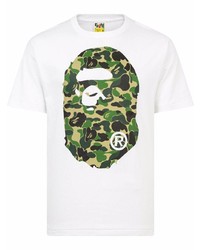 weißes bedrucktes T-Shirt mit einem Rundhalsausschnitt von A Bathing Ape