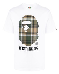 weißes bedrucktes T-Shirt mit einem Rundhalsausschnitt von A Bathing Ape