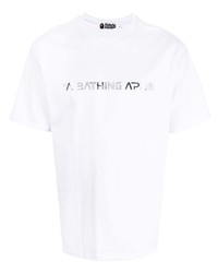 weißes bedrucktes T-Shirt mit einem Rundhalsausschnitt von A Bathing Ape