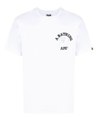 weißes bedrucktes T-Shirt mit einem Rundhalsausschnitt von A Bathing Ape