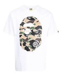 weißes bedrucktes T-Shirt mit einem Rundhalsausschnitt von A Bathing Ape