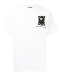 weißes bedrucktes T-Shirt mit einem Rundhalsausschnitt von A Bathing Ape