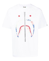 weißes bedrucktes T-Shirt mit einem Rundhalsausschnitt von A Bathing Ape