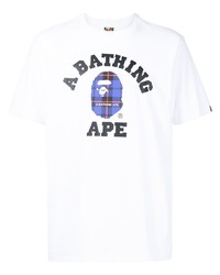 weißes bedrucktes T-Shirt mit einem Rundhalsausschnitt von A Bathing Ape