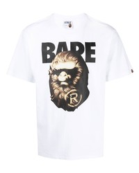 weißes bedrucktes T-Shirt mit einem Rundhalsausschnitt von A Bathing Ape