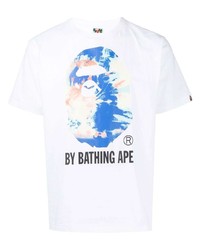 weißes bedrucktes T-Shirt mit einem Rundhalsausschnitt von A Bathing Ape