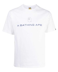 weißes bedrucktes T-Shirt mit einem Rundhalsausschnitt von A Bathing Ape