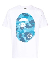 weißes bedrucktes T-Shirt mit einem Rundhalsausschnitt von A Bathing Ape