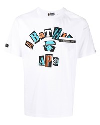 weißes bedrucktes T-Shirt mit einem Rundhalsausschnitt von A Bathing Ape