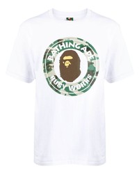 weißes bedrucktes T-Shirt mit einem Rundhalsausschnitt von A Bathing Ape