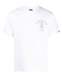 weißes bedrucktes T-Shirt mit einem Rundhalsausschnitt von A Bathing Ape