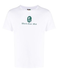 weißes bedrucktes T-Shirt mit einem Rundhalsausschnitt von A Bathing Ape