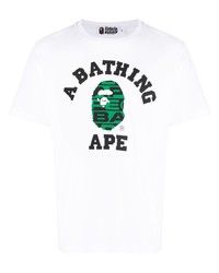 weißes bedrucktes T-Shirt mit einem Rundhalsausschnitt von A Bathing Ape