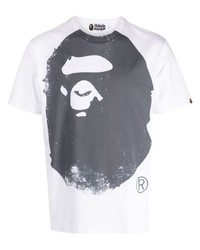 weißes bedrucktes T-Shirt mit einem Rundhalsausschnitt von A Bathing Ape