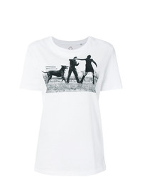 weißes bedrucktes T-Shirt mit einem Rundhalsausschnitt von A.F.Vandevorst