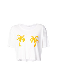 weißes bedrucktes T-Shirt mit einem Rundhalsausschnitt von A.L.C.