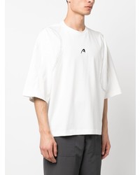 weißes bedrucktes T-Shirt mit einem Rundhalsausschnitt von Ader Error