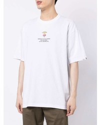 weißes bedrucktes T-Shirt mit einem Rundhalsausschnitt von AAPE BY A BATHING APE