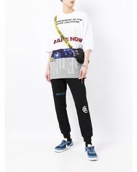 weißes bedrucktes T-Shirt mit einem Rundhalsausschnitt von AAPE BY A BATHING APE