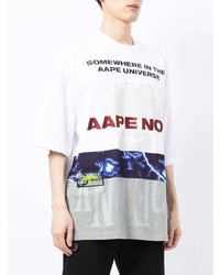 weißes bedrucktes T-Shirt mit einem Rundhalsausschnitt von AAPE BY A BATHING APE