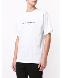 weißes bedrucktes T-Shirt mit einem Rundhalsausschnitt von AAPE BY A BATHING APE