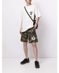 weißes bedrucktes T-Shirt mit einem Rundhalsausschnitt von AAPE BY A BATHING APE