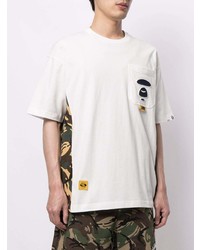 weißes bedrucktes T-Shirt mit einem Rundhalsausschnitt von AAPE BY A BATHING APE