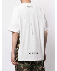 weißes bedrucktes T-Shirt mit einem Rundhalsausschnitt von AAPE BY A BATHING APE