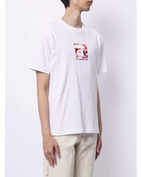 weißes bedrucktes T-Shirt mit einem Rundhalsausschnitt von AAPE BY A BATHING APE