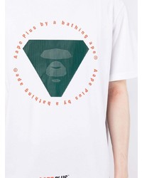 weißes bedrucktes T-Shirt mit einem Rundhalsausschnitt von AAPE BY A BATHING APE