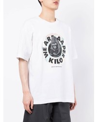 weißes bedrucktes T-Shirt mit einem Rundhalsausschnitt von AAPE BY A BATHING APE