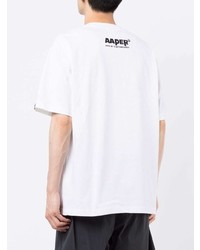 weißes bedrucktes T-Shirt mit einem Rundhalsausschnitt von AAPE BY A BATHING APE