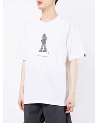 weißes bedrucktes T-Shirt mit einem Rundhalsausschnitt von AAPE BY A BATHING APE